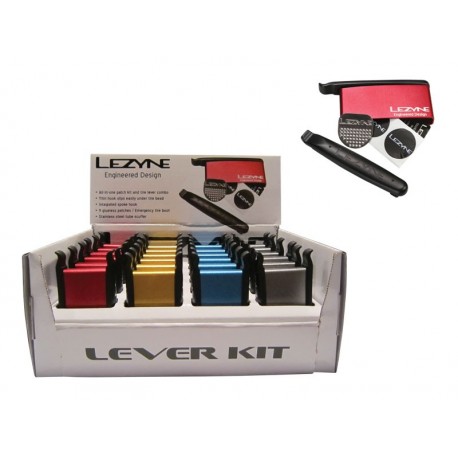 Łatki do dętek zestaw LEZYNE LEVER KIT BOX 2x łyżki, 6x łatki samoprzylepne mix kolorów